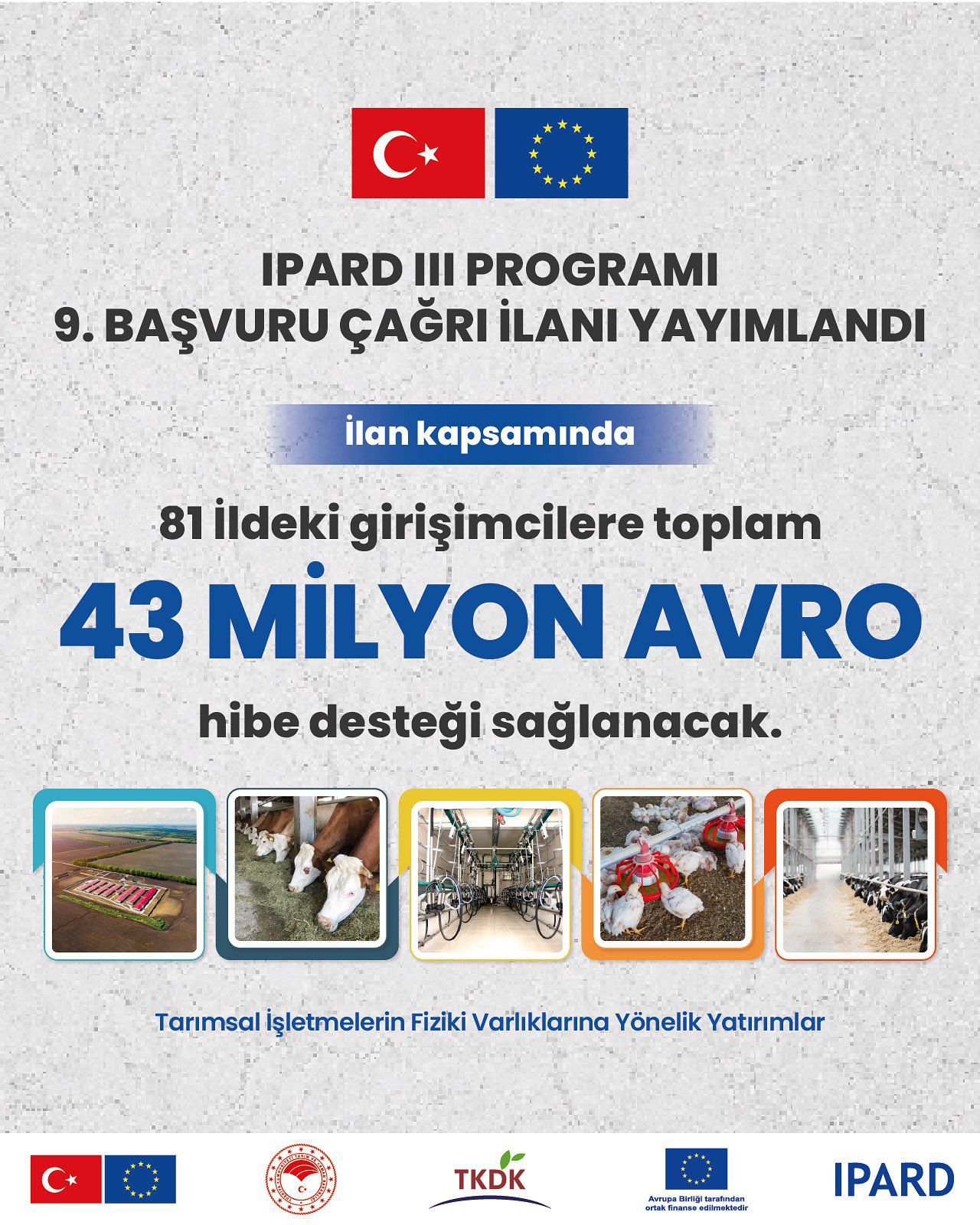 IPARD III PROGRAMI 9. BAŞVURU ÇAĞRI İLANI YAYIMLANDI